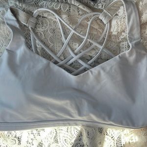 White Lululemon Sport Bra Crossing Back